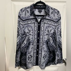 Paisley 100% cotton long sleeve button down shirt